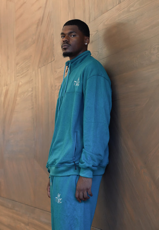 'TIC' Luxe Terry QtrZip Set - Dark AquaTIC