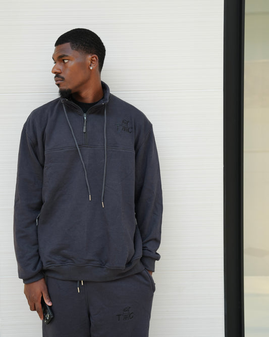 'TIC' Luxe Terry QtrZip Set - Charcoal